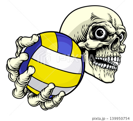 Skeleton Grim Reaper Death Volleyball Team Mascot 139950754