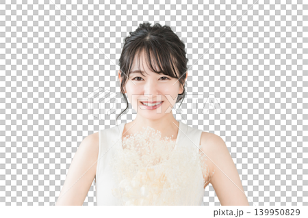 Asian woman holding a bouquet (bridal, bride, wedding) Asian woman holding a bouquet (bridal, bride, wedding) 139950829