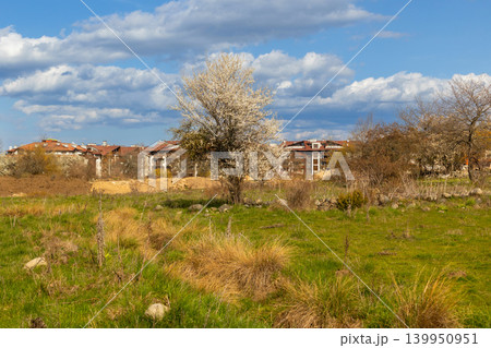 houses in bansko resort, bulgaria blooming trees houses in bansko resort, bulgaria blooming trees 139950951