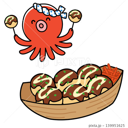 たこ焼き かわいいタコのキャラクター たこ焼き かわいいタコのキャラクター 139951625