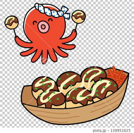 たこ焼き かわいいタコのキャラクター たこ焼き かわいいタコのキャラクター 139951625