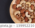 皿に盛り付けたミックスナッツ　クローズアップ 139952210