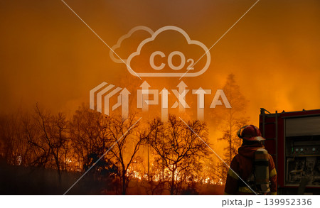 Wildfires release carbon dioxide (CO2) emissions and other greenhouse gases (GHG) that contribute to climate change. Wildfires release carbon dioxide (CO2) emissions and other greenhouse gases (GHG) that contribute to climate change. 139952336