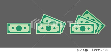 Money Bills and Gold Coins Set illustration 139952570