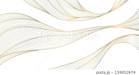 Luxury abstract gold wave pattern with elegant flowing lines background. Premium vector design, soft silk texture, geometric curves, Japanese ornament, business banner, card, wallpaper. 139952674