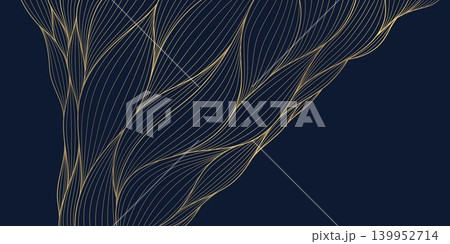 Luxury Japanese wave pattern, elegant gold lines background. Abstract vector design, Chinese ornament, flowing water shapes, vintage Asian aesthetics, premium wallpaper, decorative print. Luxury Japanese wave pattern, elegant gold lines background. Abstract vector design, Chinese ornament, flowing water shapes, vintage Asian aesthetics, premium wallpaper, decorative print. 139952714