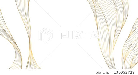 Luxury abstract gold wave pattern, thin elegant lines on white background. Premium vector design, Japanese curves, geometric elements, and smooth silk texture, wallpapers. Luxury abstract gold wave pattern, thin elegant lines on white background. Premium vector design, Japanese curves, geometric elements, and smooth silk texture, wallpapers. 139952728