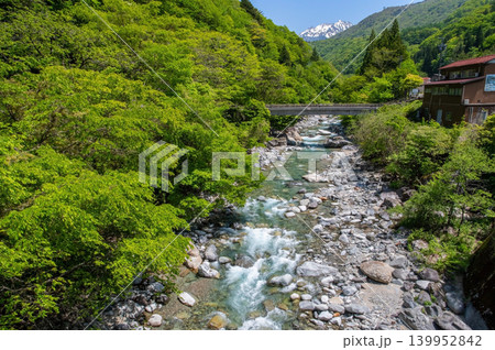 奥飛騨温泉郷「新穂高の湯」周辺の新緑風景《岐阜県 高山市》 奥飛騨温泉郷「新穂高の湯」周辺の新緑風景《岐阜県 高山市》 139952842