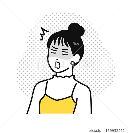 放心状態のまとめ髪の若い女性のシンプルなベクターイラスト素材 放心状態のまとめ髪の若い女性のシンプルなベクターイラスト素材 139952961
