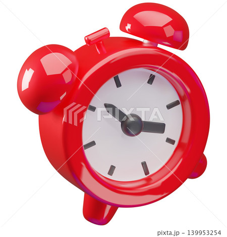 3D red alarm clock with bells cartoon plastic style vector icon, deadline and time management concept, watch reminder 3D red alarm clock with bells cartoon plastic style vector icon, deadline and time management concept, watch reminder 139953254