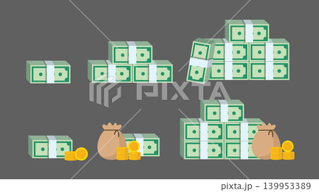 Stacked Cash Bundle Set illustration Stacked Cash Bundle Set illustration 139953389