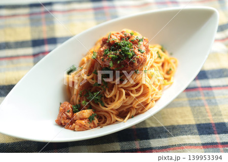 トマト海鮮パスタ 写真 seafood tomato pasta 139953394