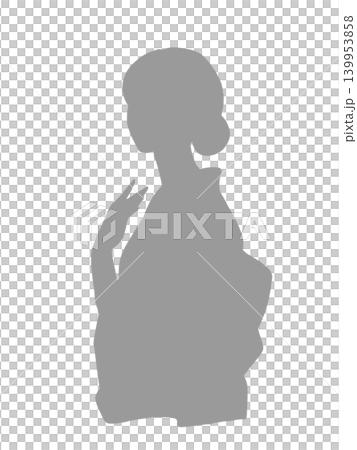 Silhouette illustration of a woman in traditional Japanese clothing (grayish) 139953858