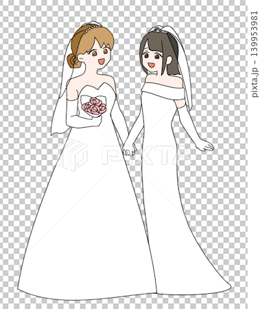 同性婚姻插畫(女性) 同性婚姻插畫(女性) 139953981