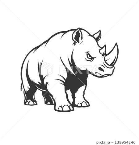 rhino mascot logo illustration vector design template simple and modern style 139954240
