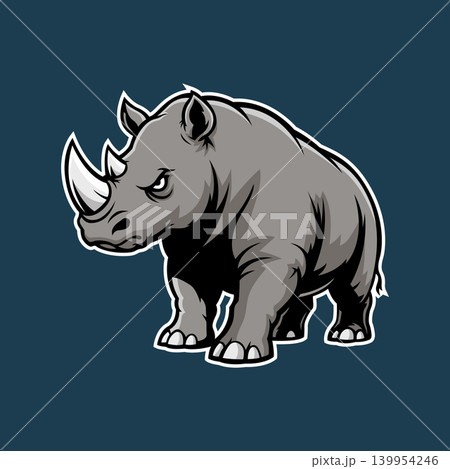 rhino mascot logo illustration vector design template simple and modern style 139954246