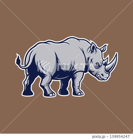 rhino mascot logo illustration vector design template simple and modern style 139954247