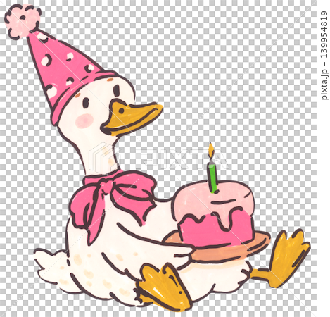 Silly goose birthday illustration set, cute coquette goose character with bow, party hat, present gift, whimsical cartoon duck collection, playful hand-drawn nursery invitation decor Silly goose birthday illustration set, cute coquette goose character with bow, party hat, present gift, whimsical cartoon duck collection, playful hand-drawn nursery invitation decor 139954819