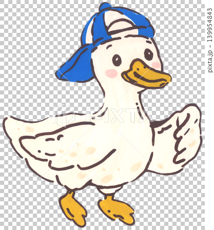 Silly goose birthday illustration set, cute boy goose cartoon character with party hat, present gift, whimsical duck collection, playful hand-drawn nursery invitation decor. Silly goose birthday illustration set, cute boy goose cartoon character with party hat, present gift, whimsical duck collection, playful hand-drawn nursery invitation decor. 139954843