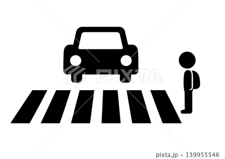 横断歩道で待つ子供のアイコンイラスト 横断歩道で待つ子供のアイコンイラスト 139955546