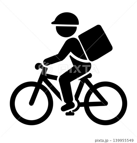 自転車で配達する大人のアイコンイラスト 139955549