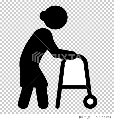 歩行器で歩く高齢者のアイコンイラスト 歩行器で歩く高齢者のアイコンイラスト 139955563
