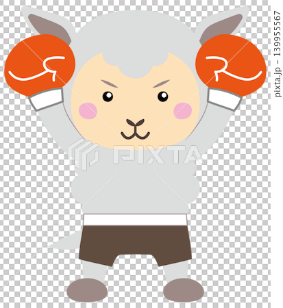 一幅以綿羊為主角的運動插畫,描繪了一隻正在享受拳擊運動的綿羊。 一幅以綿羊為主角的運動插畫,描繪了一隻正在享受拳擊運動的綿羊。 139955567