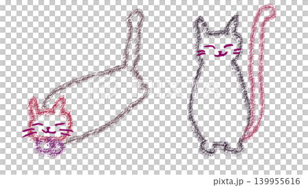 のんびり猫さん 手描きイラスト、壁紙素材 (透過素材/PNG) のんびり猫さん 手描きイラスト、壁紙素材 (透過素材/PNG) 139955616