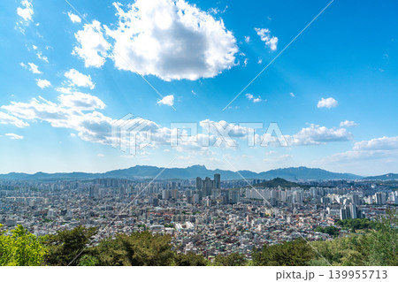 Seoul, South Korea - May. 8, 2026 : Panoramic view of the vast Seoul cityscape and Han River seen from Yongmasan Mountain Observatory on a clear spring afternoon Seoul, South Korea - May. 8, 2026 : Panoramic view of the vast Seoul cityscape and Han River seen from Yongmasan Mountain Observatory on a clear spring afternoon 139955713