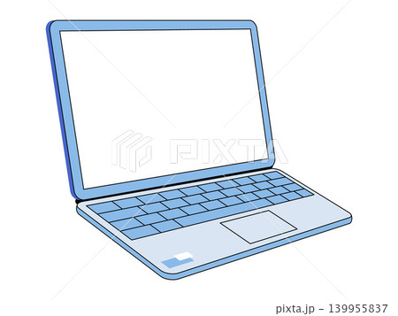 Laptop computer with a blank white screen vector illustration. Remote work, online education, digital marketing, software development, business communication, web design. Portable notebook device 139955837