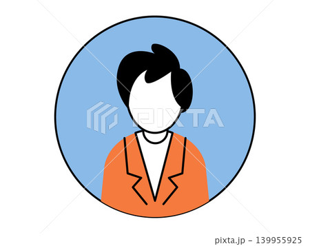 Businessman avatar in a blue circle vector illustration. Corporate identity, profile picture, management, user account, support, leadership. Professional male employee in formal attire 139955925