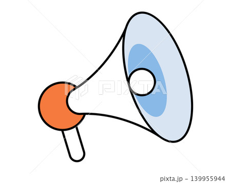 Megaphone bullhorn icon with orange and blue colors vector illustration. Marketing, public announcement, social media alert, business communication, news, protest. Loudspeaker device for shouting Megaphone bullhorn icon with orange and blue colors vector illustration. Marketing, public announcement, social media alert, business communication, news, protest. Loudspeaker device for shouting 139955944