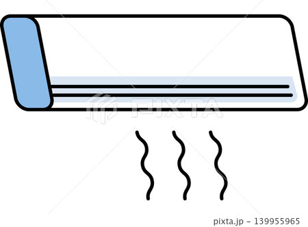 Split system air conditioner unit with cooling wind flow vector illustration. Climate control, home comfort, summer heat, HVAC services, temperature regulation, indoor cooling. Wall mounted AC device 139955965