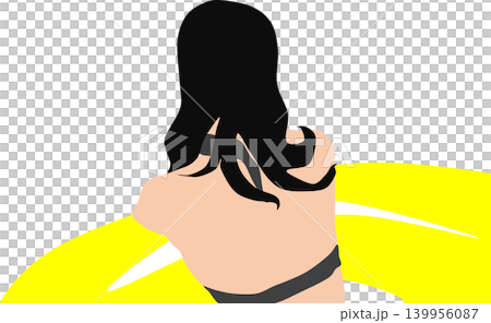 Illustration of a woman playing with a lifebuoy in the sea. Illustration of a woman playing with a lifebuoy in the sea. 139956087