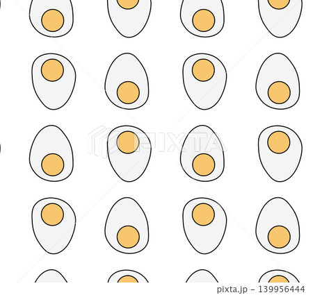 Boiled Egg seamless pattern hand drawn illustration. Vector colored graphic line art. Decorative element for cafe and restaurant menu, banners, posters, invitations, packaging Boiled Egg seamless pattern hand drawn illustration. Vector colored graphic line art. Decorative element for cafe and restaurant menu, banners, posters, invitations, packaging 139956444