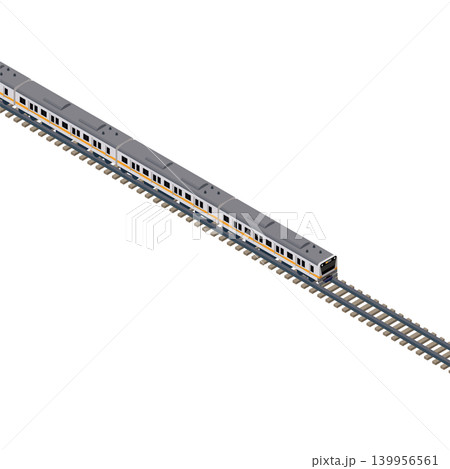 線路の上を走るアイソメトリックスタイルの電車のイラスト 139956561