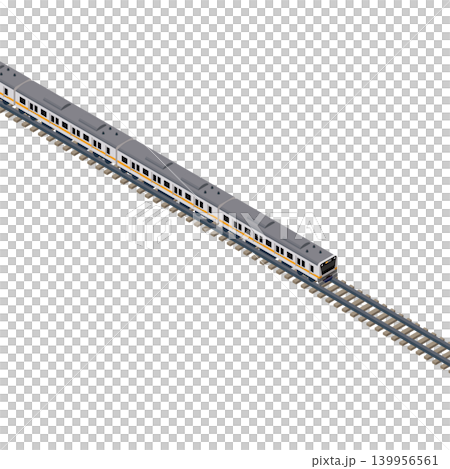線路の上を走るアイソメトリックスタイルの電車のイラスト 139956561