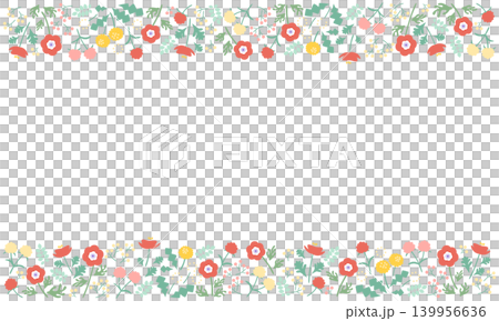Red anemones and spring flower line frame Red anemones and spring flower line frame 139956636