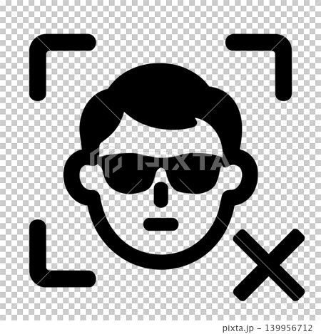 Icon illustration of a face recognition device wearing sunglasses Icon illustration of a face recognition device wearing sunglasses 139956712