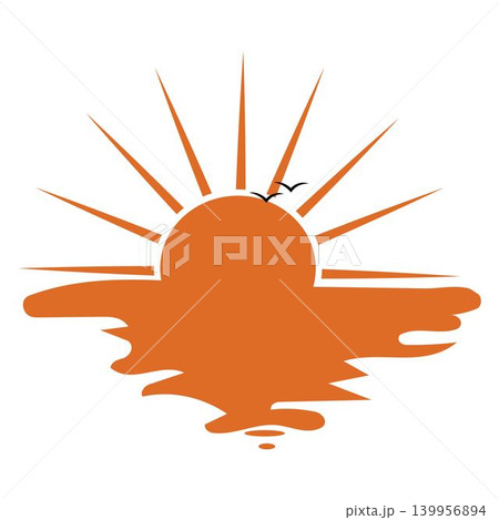 Minimal Sun and Sea Water Reflection Logo design illustration 139956894