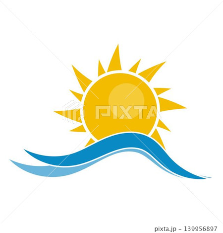 Minimal Sun and Sea Water Reflection Logo design illustration Minimal Sun and Sea Water Reflection Logo design illustration 139956897