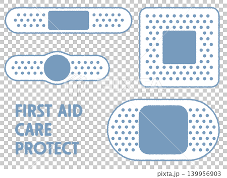 A set of hand-drawn style illustrations of bandages. A set of hand-drawn style illustrations of bandages. 139956903