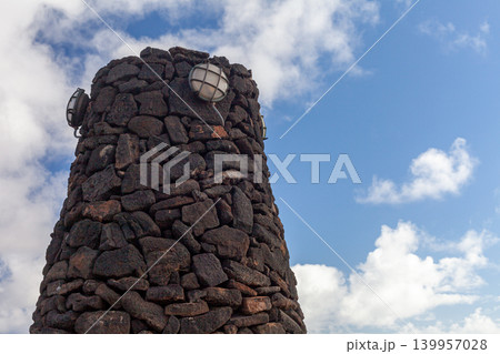 volcanic stone tower on the canary island of Lanzarote	 139957028