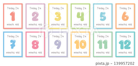 baby months paper tag set with numbers vector illustration 139957202