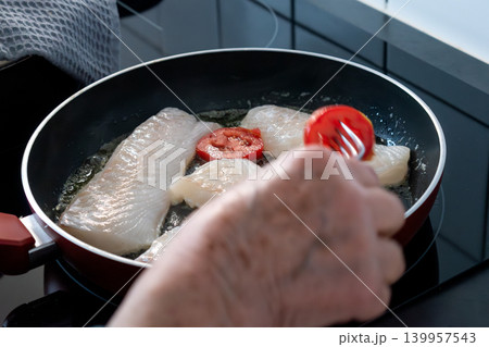 Pan fried white fish, healthy food, omega 3 and protein Pan fried white fish, healthy food, omega 3 and protein 139957543