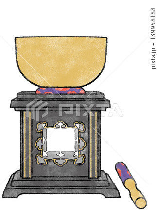 やさしい風合いの仏具 おりんセット 背景透過イラスト やさしい風合いの仏具 おりんセット 背景透過イラスト 139958188