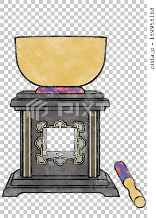 Buddhist altar fittings with a gentle texture: bell set (with transparent background illustration) Buddhist altar fittings with a gentle texture: bell set (with transparent background illustration) 139958188