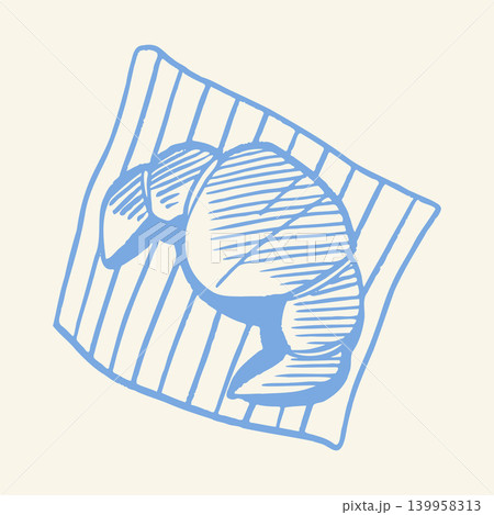 Hand Drawn French Croissant on Napkin Vector Illustration for Bakery Logo Hand Drawn French Croissant on Napkin Vector Illustration for Bakery Logo 139958313