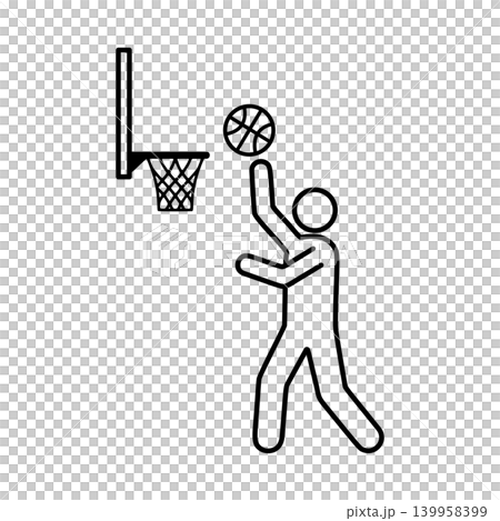 Line icon of a person playing basketball 139958399