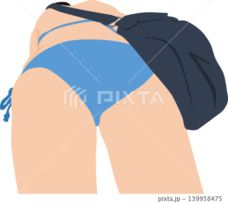 晴天の中遊ぶ水着を着た女性のイラスト 139958475